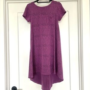 LuLaRoe Pink & Purple Zig Zag Stripes Carly Dress Size XXS